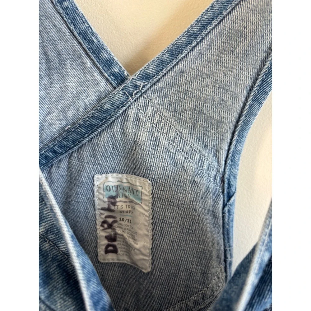 Old Navy Kids Blue Denim Overalls Medium Wash Straight Leg Size  10/11